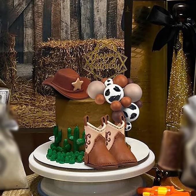 KEEPARTY 28PCS Cowboy Cake Decorations Cowboy Hat and Boot Cake Toppers Western Cowboy Birthday Baby Shower for Western Theme Party Favors Supplies - Image 5